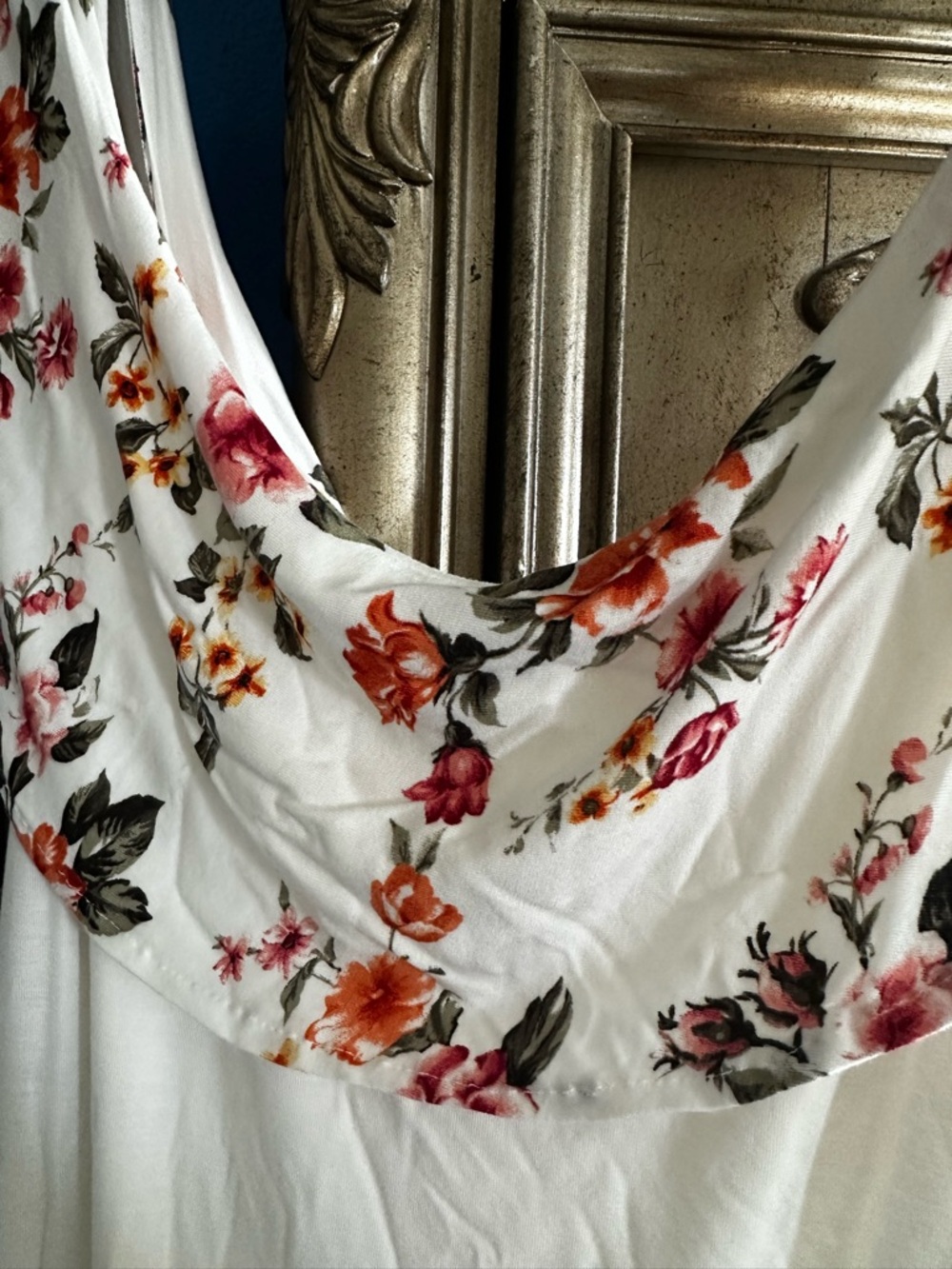 White Maternity Photoshoot Maxi Dress with Floral Bodice - Picture 3 of 4